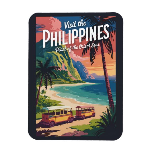 Philippinen Strand Illustration Reise Kunst Vintag Magnet (Vertikal)