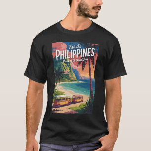 Philippinen Strand Illustration Reise Kunst Vintag T-Shirt