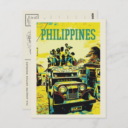 Philippinen, überlasteter Jeepney Postkarte (Vorne/Hinten)