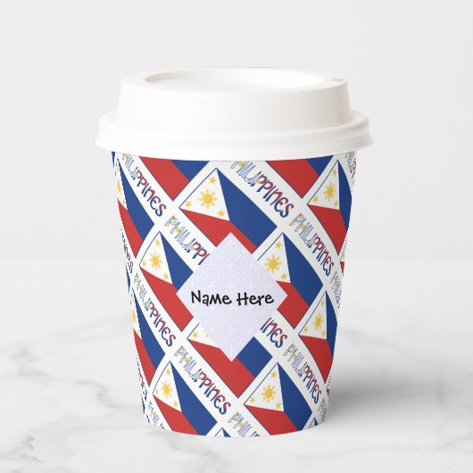 Philippinen und philippinische Flagge mit Ihrem Na Pappbecher (Vorderseite)