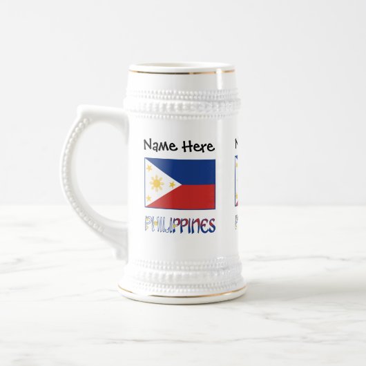 Philippinen und philippinische Flagge Personalisie Bierglas (Links)