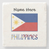 Philippinen und philippinische Flagge Personalisie Steinuntersetzer (Vorderseite)