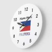 Philippinen und philippinische Flagge und Ihr Name Große Wanduhr (Winkel)