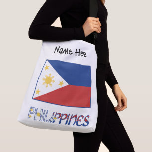 Philippinen und philippinische Flagge und Ihr Name Tragetaschen Mit Langen Trägern