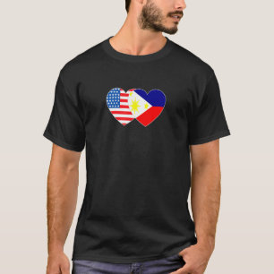Philippinen und USA Flag Twin Heart für Filipino A T-Shirt