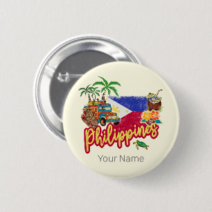 Philippinen Vintage Tarsier Flag Palm Souvenir Button