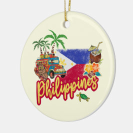 Philippinen Vintage Tarsier Flag Palm Souvenir Keramik Ornament