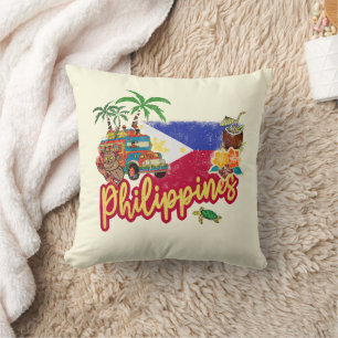 Philippinen Vintage Tarsier Flag Palme Souvenir Kissen