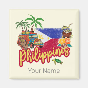 Philippinen Vintage Tarsier Flag Palme Souvenir Magnet