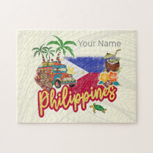 Philippinen Vintage Tarsier Flag Palme Souvenir Puzzle