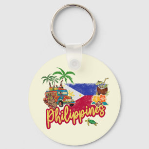 Philippinen Vintage Tarsier Flag Palme Souvenir Schlüsselanhänger