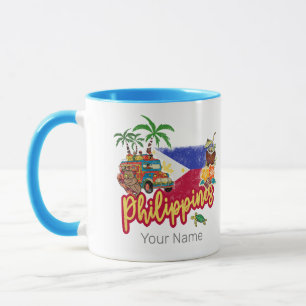 Philippinen Vintage Tarsier Flag Palme Souvenir Tasse