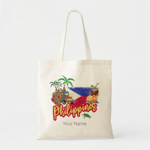 Philippinen Vintage Tarsier Flag Palme Souvenir Tragetasche