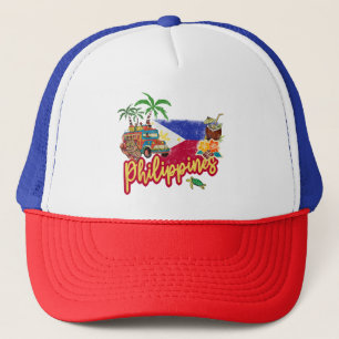 Philippinen Vintage Tarsier Flag Palme Souvenir Truckerkappe