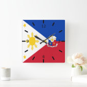 Philippinen-Wappen Quadratische Wanduhr (Zuhause)
