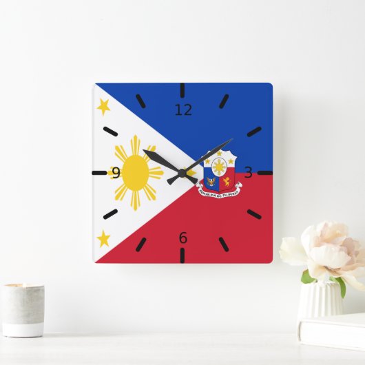 Philippinen-Wappen Quadratische Wanduhr (Zuhause)