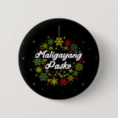Philippinen Weihnachten Maligayang Pasko Snowflake Button (Vorderseite)