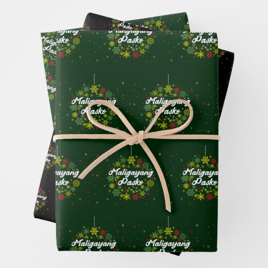 Philippinen Weihnachten Maligayang Pasko Snowflake Geschenkpapier Set (Beispiel)