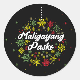 Philippinen Weihnachten Maligayang Pasko Snowflake Runder Aufkleber