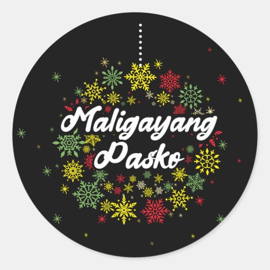 Philippinen Weihnachten Maligayang Pasko Snowflake Runder Aufkleber (Vorderseite)