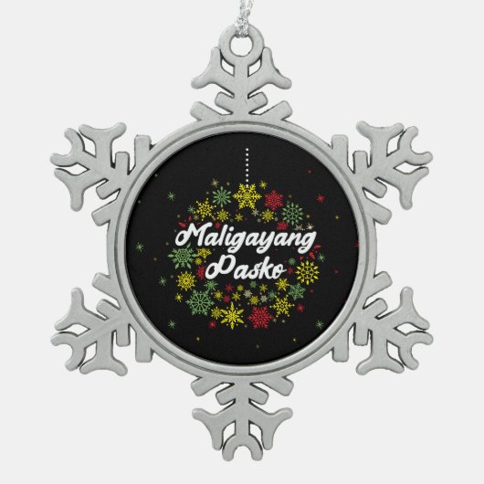 Philippinen Weihnachten Maligayang Pasko Snowflake Schneeflocken Zinn-Ornament (Vorderseite)