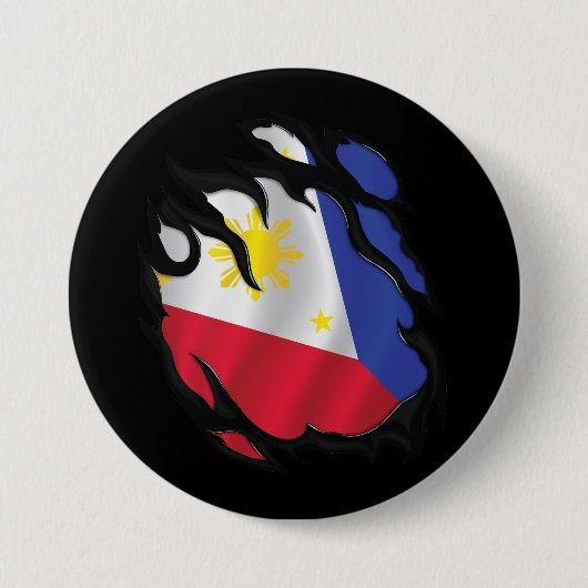Philippinen zerrissene Flagge Button (Vorderseite)