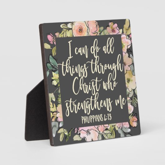 Philippiner 4:13 Bibelverse Hübsche Pastelle Flora Fotoplatte (Vorderseite)