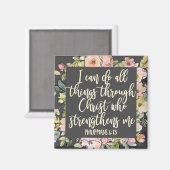 Philippiner 4:13 Bibelverse Hübsche Pastelle Flora Magnet (Vorderseite/Rückseite)