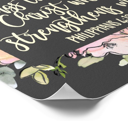 Philippiner 4:13 Bibelverse Hübsche Pastelle Flora Poster (Ecke)