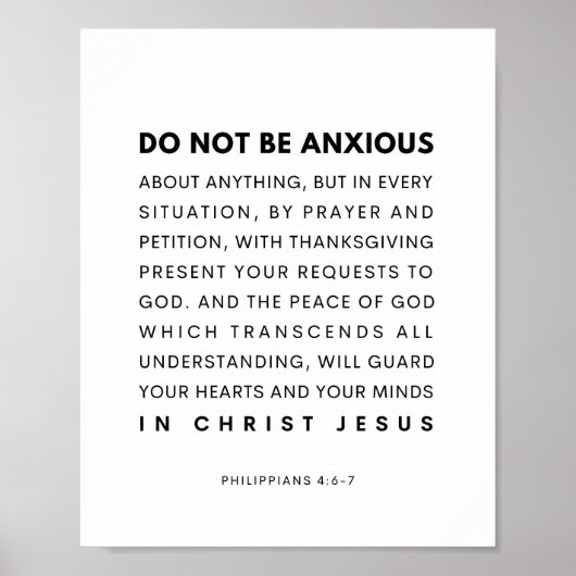 Philippiner 4:6-7 Sei um nichts besorgt Poster (Vorne)