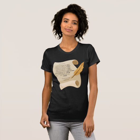 Philippiner 4:8 KJV Bibel Quote Scroll Women's T-Shirt (Vorne ganz)