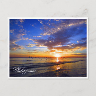 philippiner Sonnenuntergang blau Postkarte