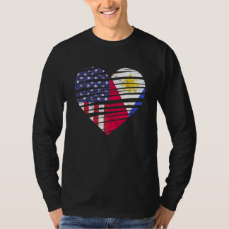 Philippines American Grown Heart USA Patriot Herit T-Shirt