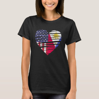 Philippines American Grown Heart USA Patriot Herit T-Shirt