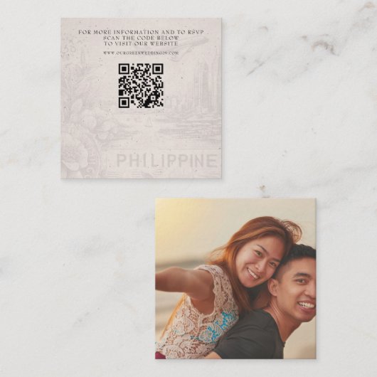 Philippines Passport Wedding QR Begleitkarte (Vorne/Hinten)