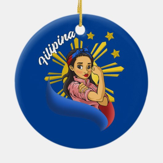 Philippines Pinay Filipina Pride Strong Strong Str Keramik Ornament (Hinten)