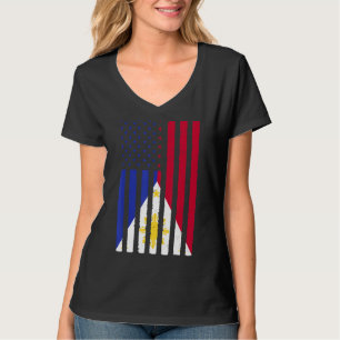 Philippines Roots USA Flaggenerbe Halb Philippino T-Shirt
