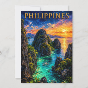 Philippines: Tropical Sunset Palawan Coast Art Sou Einladung