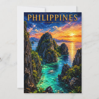 Philippines: Tropical Sunset Palawan Coast Art Sou Einladung