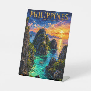 Philippines: Tropical Sunset Palawan Coast Art Sou Sockelschild