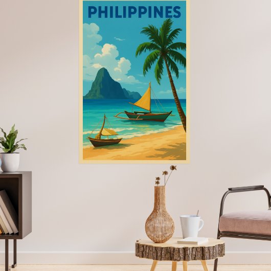 Philippines Vintage Travel– Tropical Beach  Poster (Wohnzimmer 3)