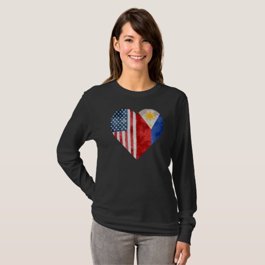 Philippinisch-amerikanische Flagge Filipinos T-Shirt (Vorne ganz)