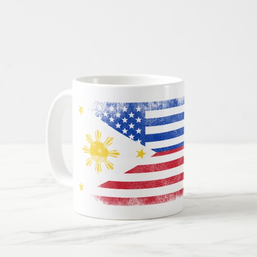 Philippinische amerikanische Flagge   Philippinen Kaffeetasse (Vorderseite Links)