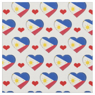 Philippinische Flag & Red Heart Modefabrik Stoff