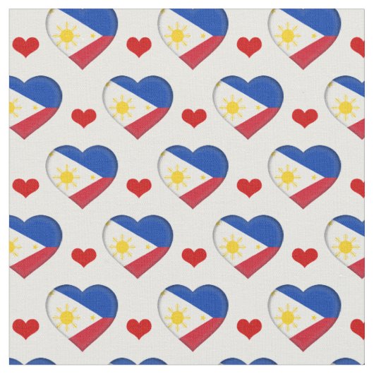 Philippinische Flag & Red Heart Modefabrik Stoff (Nahaufnahme)