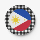 Philippinische Flagge, Büffel kariert & philippini Pappteller (Vorderseite)
