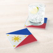 philippinische Flagge Glasuntersetzer (Schrägansicht)