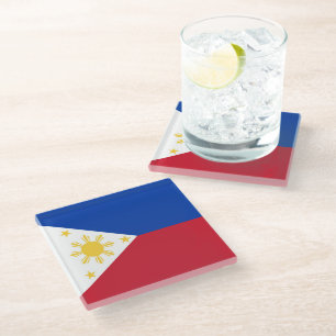 philippinische Flagge Glasuntersetzer