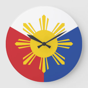 philippinische Flagge Große Wanduhr