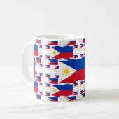 philippinische Flagge in mehreren farbenfrohen Ebe Kaffeetasse (Vorderseite Links)